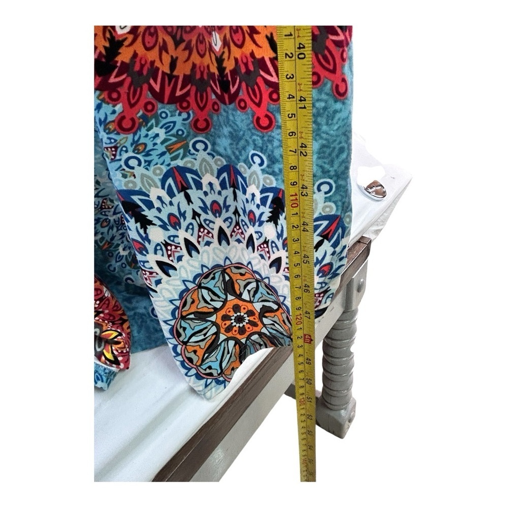 Verabendi Boho Mandala Maxi Dress Off Shoulder Blue Orange Size M - Picture 8 of 13